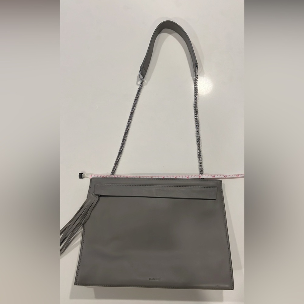 LIKE NEW ALL SAINTS Gray Cow Leather Kyo Shoulder Bag